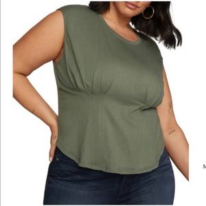 Good American Corseted Tee in Agave NWOT